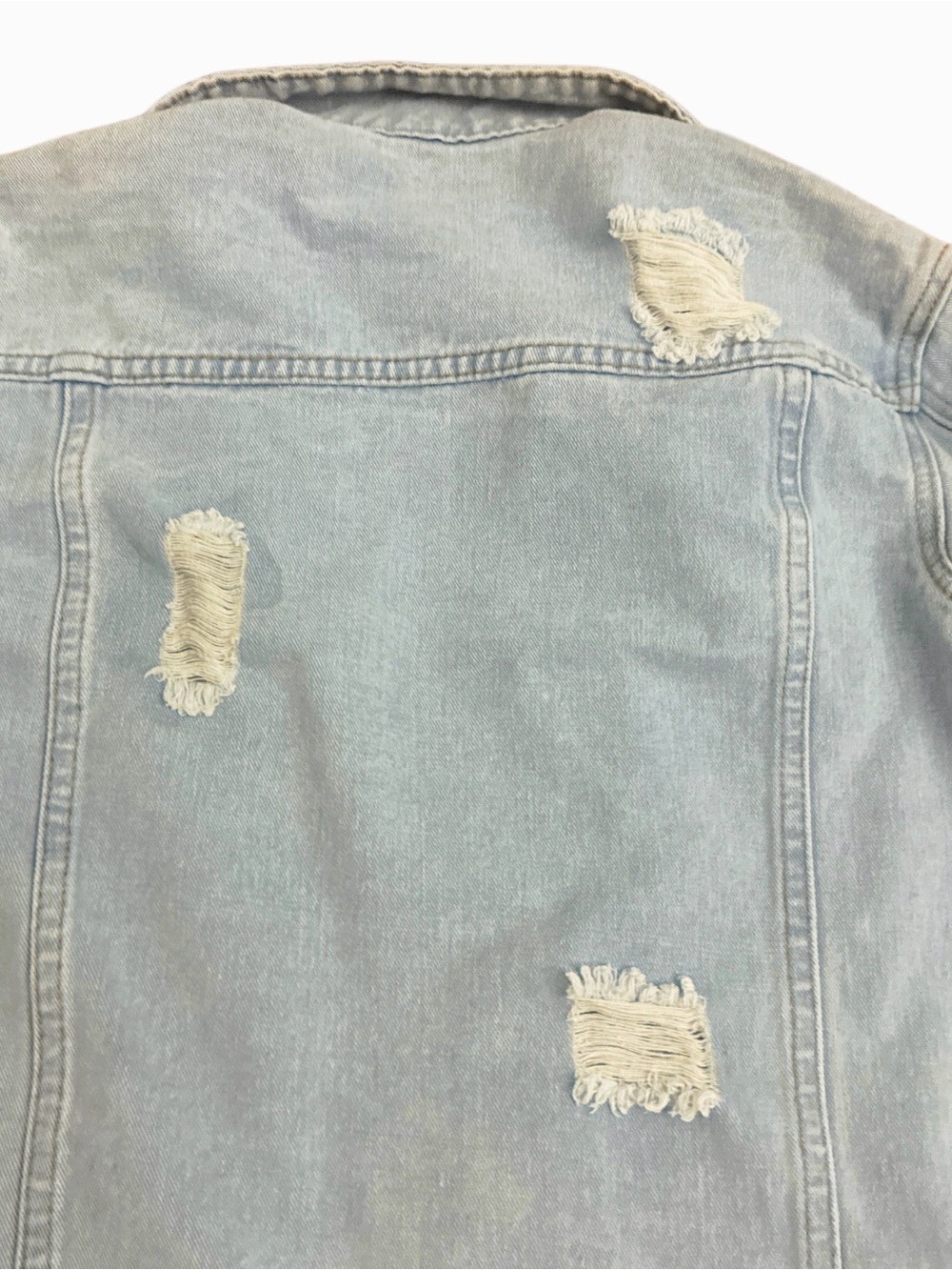 SHEIN Distressed Light Blue Denim Jacket for Girls - Trendy Oversized 10Y - Picture 7 of 7